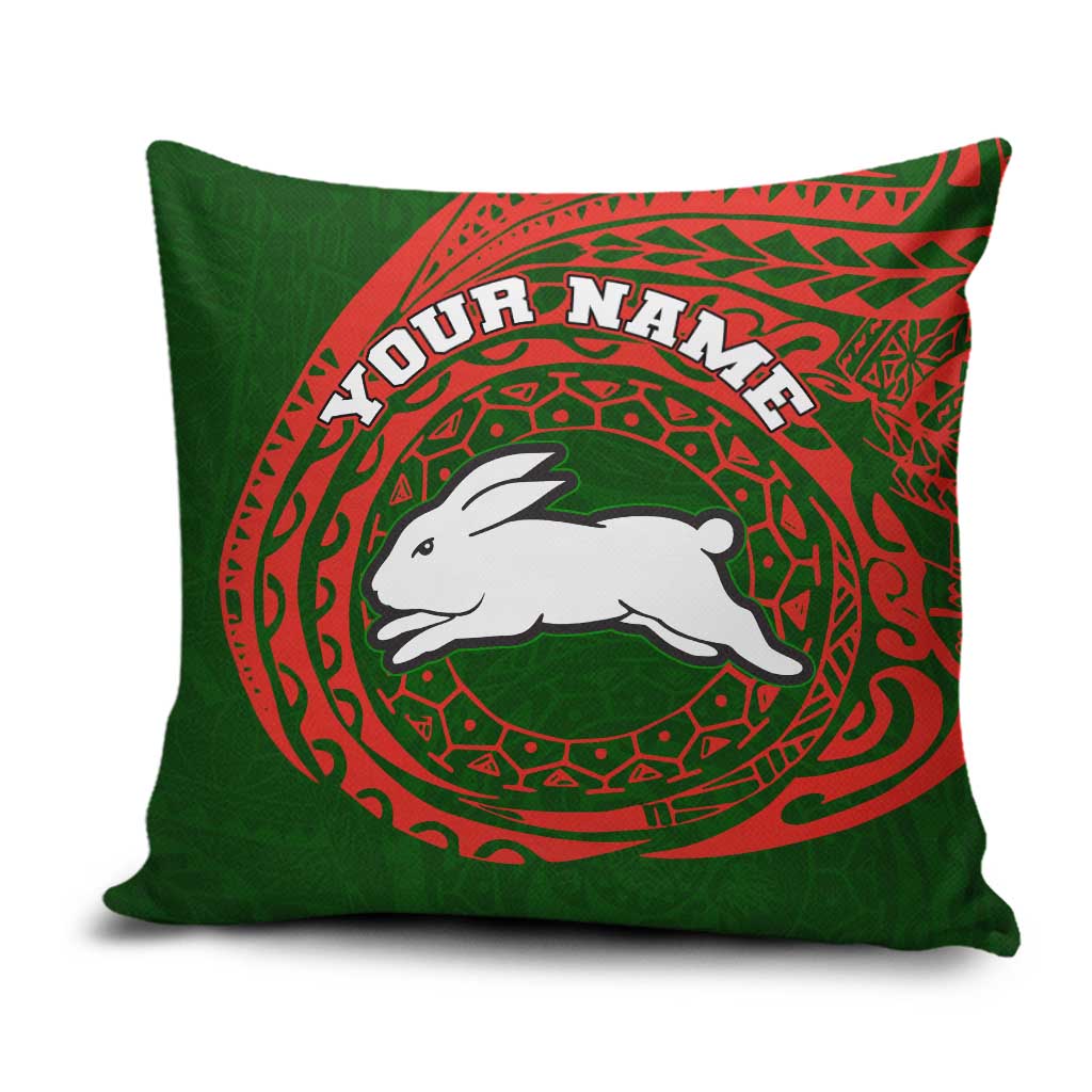 Personalized South Sydney Rabbitohs Pillow Cover Polynesian Tribal Chest and Sleeve Tattoo