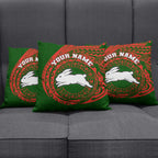 Personalized South Sydney Rabbitohs Pillow Cover Polynesian Tribal Chest and Sleeve Tattoo