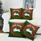Personalized South Sydney Rabbitohs Pillow Cover Polynesian Tribal Chest and Sleeve Tattoo