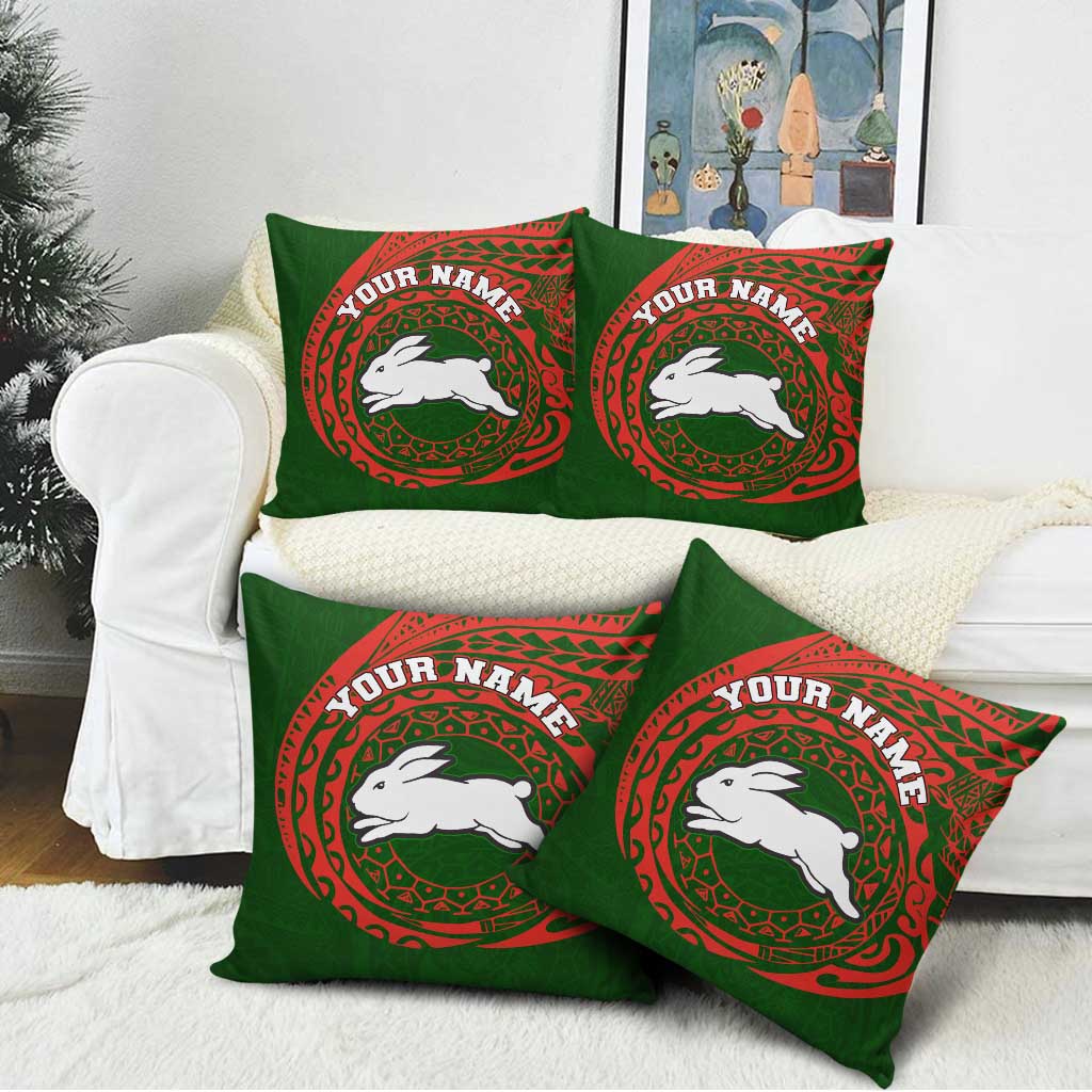 Personalized South Sydney Rabbitohs Pillow Cover Polynesian Tribal Chest and Sleeve Tattoo