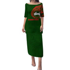 Personalized South Sydney Rabbitohs Puletasi Polynesian Tribal Chest and Sleeve Tattoo