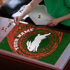 Personalized South Sydney Rabbitohs Puzzle Polynesian Tribal Chest and Sleeve Tattoo