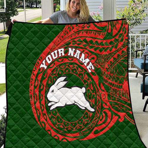 Personalized South Sydney Rabbitohs Quilt Polynesian Tribal Chest and Sleeve Tattoo