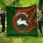 Personalized South Sydney Rabbitohs Quilt Polynesian Tribal Chest and Sleeve Tattoo