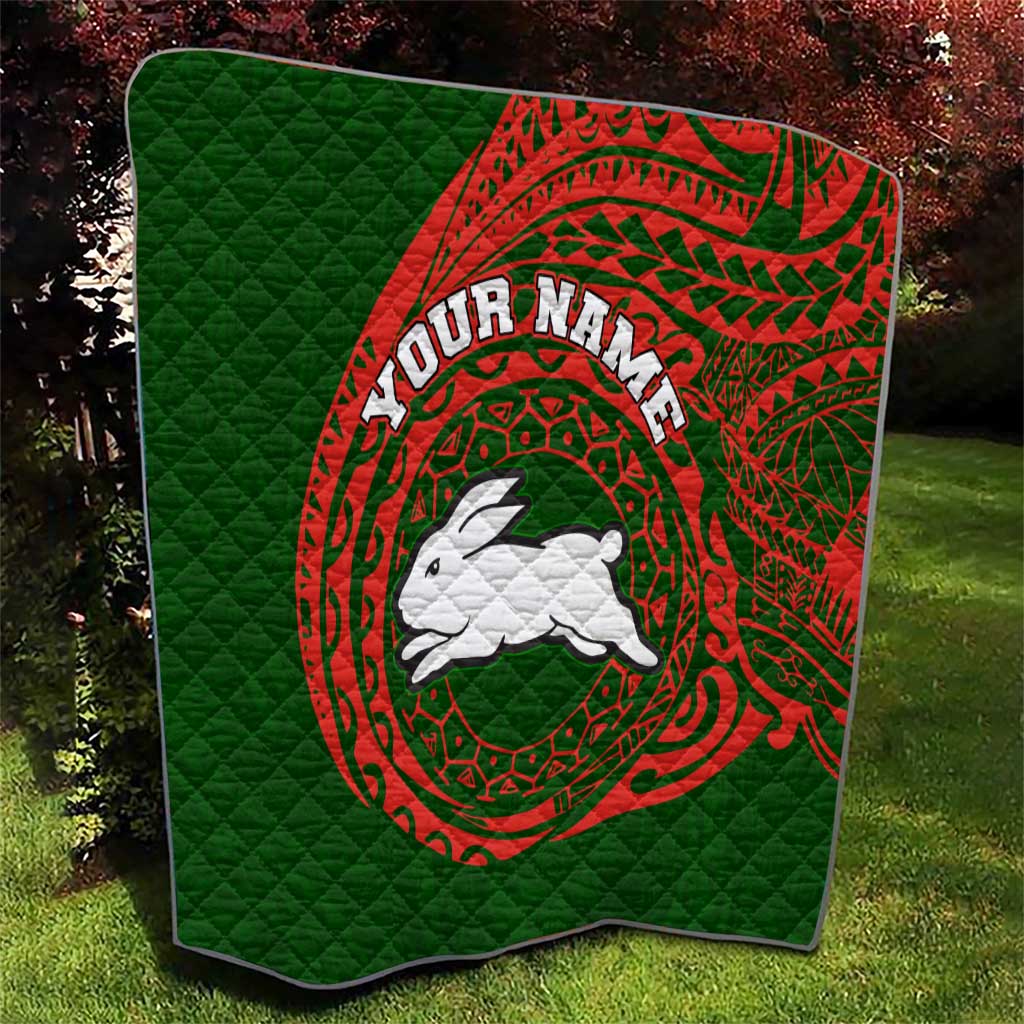 Personalized South Sydney Rabbitohs Quilt Polynesian Tribal Chest and Sleeve Tattoo