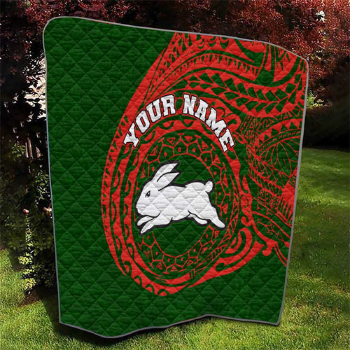 Personalized South Sydney Rabbitohs Quilt Polynesian Tribal Chest and Sleeve Tattoo