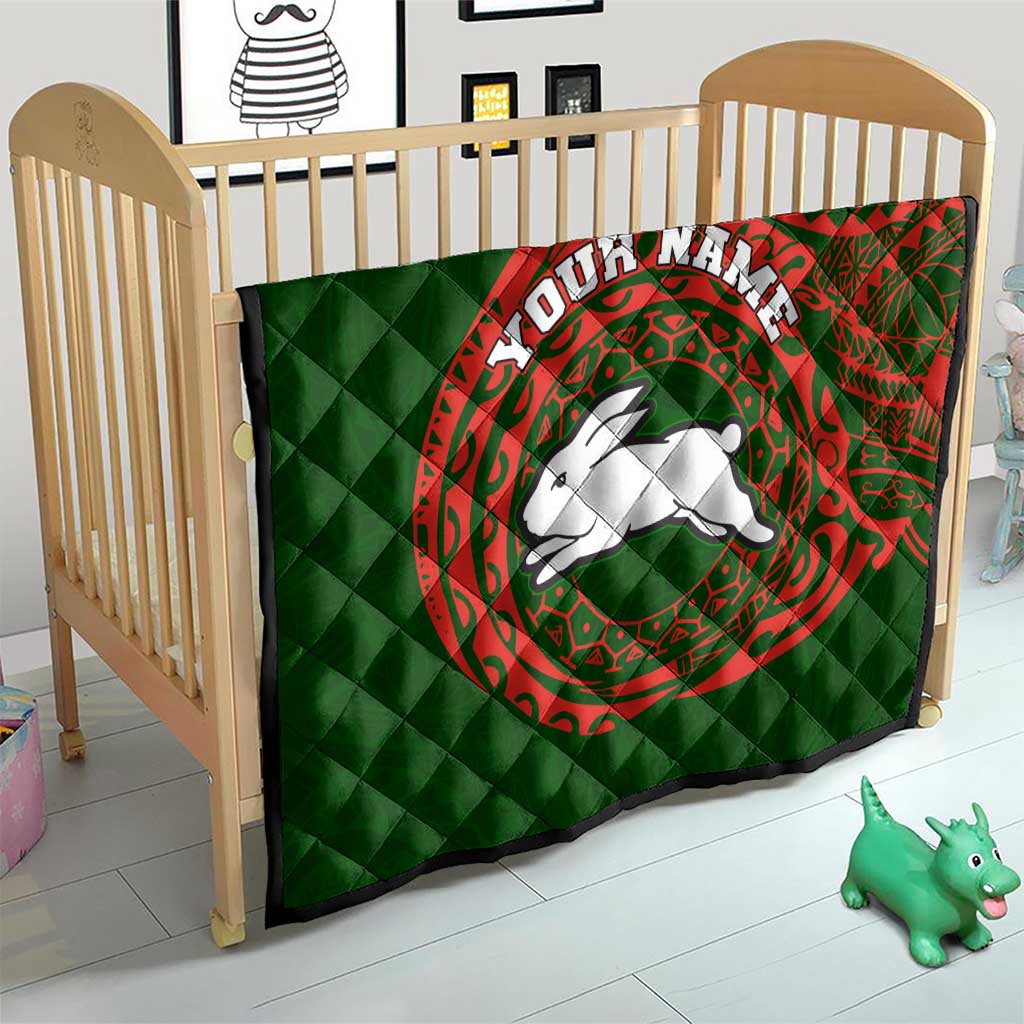 Personalized South Sydney Rabbitohs Quilt Polynesian Tribal Chest and Sleeve Tattoo