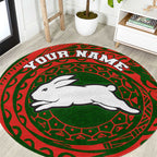 Personalized South Sydney Rabbitohs Round Carpet Polynesian Tribal Chest and Sleeve Tattoo