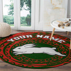 Personalized South Sydney Rabbitohs Round Carpet Polynesian Tribal Chest and Sleeve Tattoo