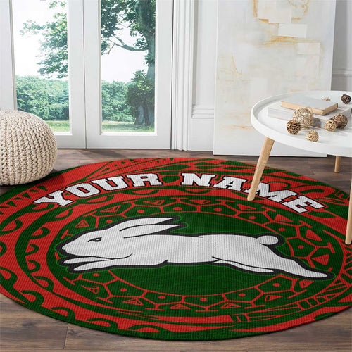 Personalized South Sydney Rabbitohs Round Carpet Polynesian Tribal Chest and Sleeve Tattoo