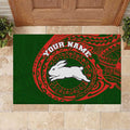 Personalized South Sydney Rabbitohs Rubber Doormat Polynesian Tribal Chest and Sleeve Tattoo