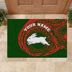 Personalized South Sydney Rabbitohs Rubber Doormat Polynesian Tribal Chest and Sleeve Tattoo