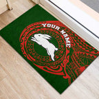 Personalized South Sydney Rabbitohs Rubber Doormat Polynesian Tribal Chest and Sleeve Tattoo