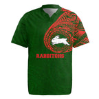 Personalized South Sydney Rabbitohs Rugby Jersey Polynesian Tribal Chest and Sleeve Tattoo