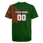 Personalized South Sydney Rabbitohs Rugby Jersey Polynesian Tribal Chest and Sleeve Tattoo