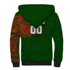 Personalized South Sydney Rabbitohs Sherpa Hoodie Polynesian Tribal Chest and Sleeve Tattoo