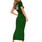 Personalized South Sydney Rabbitohs Short Sleeve Bodycon Dress Polynesian Tribal Chest and Sleeve Tattoo