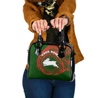 Personalized South Sydney Rabbitohs Shoulder Handbag Polynesian Tribal Chest and Sleeve Tattoo