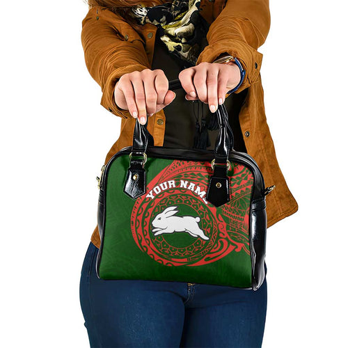 Personalized South Sydney Rabbitohs Shoulder Handbag Polynesian Tribal Chest and Sleeve Tattoo