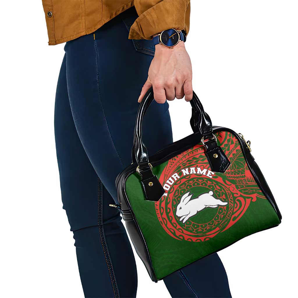 Personalized South Sydney Rabbitohs Shoulder Handbag Polynesian Tribal Chest and Sleeve Tattoo