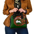 Personalized South Sydney Rabbitohs Shoulder Handbag Polynesian Tribal Chest and Sleeve Tattoo