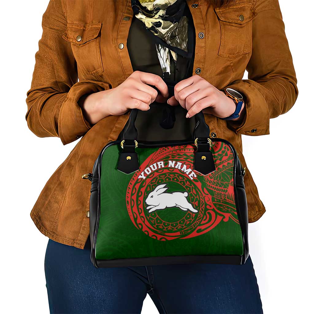 Personalized South Sydney Rabbitohs Shoulder Handbag Polynesian Tribal Chest and Sleeve Tattoo