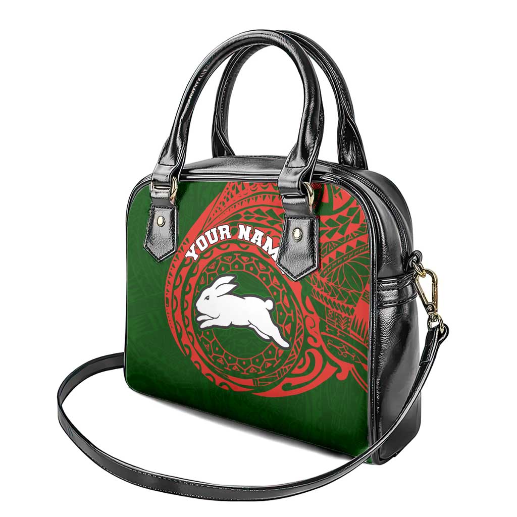 Personalized South Sydney Rabbitohs Shoulder Handbag Polynesian Tribal Chest and Sleeve Tattoo