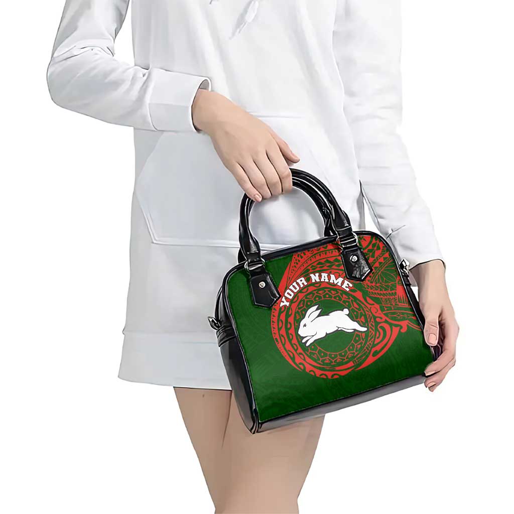 Personalized South Sydney Rabbitohs Shoulder Handbag Polynesian Tribal Chest and Sleeve Tattoo