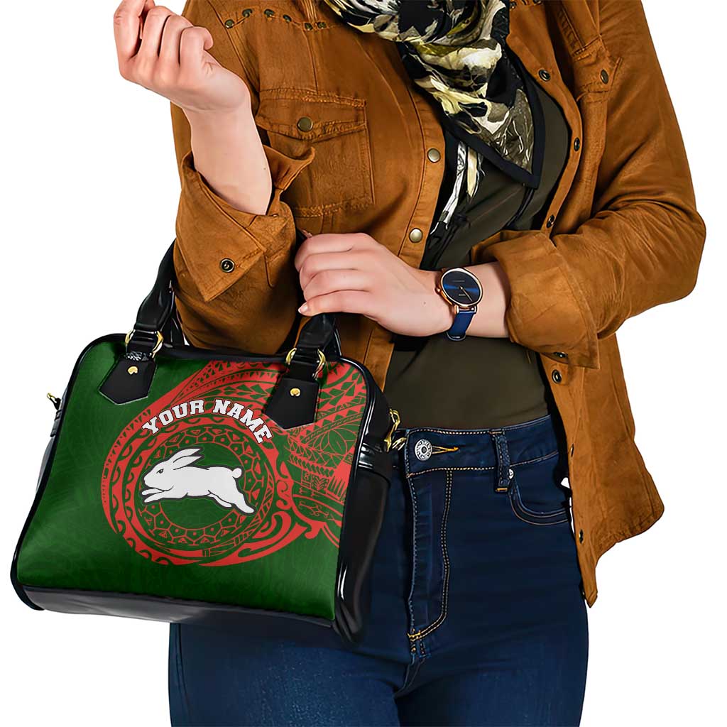 Personalized South Sydney Rabbitohs Shoulder Handbag Polynesian Tribal Chest and Sleeve Tattoo