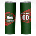 Personalized South Sydney Rabbitohs Skinny Tumbler Polynesian Tribal Chest and Sleeve Tattoo