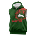 Personalized South Sydney Rabbitohs Sleeveless Hoodie Polynesian Tribal Chest and Sleeve Tattoo