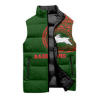 Personalized South Sydney Rabbitohs Sleeveless Puffer Jacket Polynesian Tribal Chest and Sleeve Tattoo