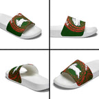 Personalized South Sydney Rabbitohs Slide Sandals Polynesian Tribal Chest and Sleeve Tattoo