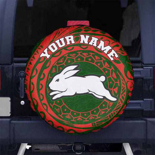 Personalized South Sydney Rabbitohs Spare Tire Cover Polynesian Tribal Chest and Sleeve Tattoo