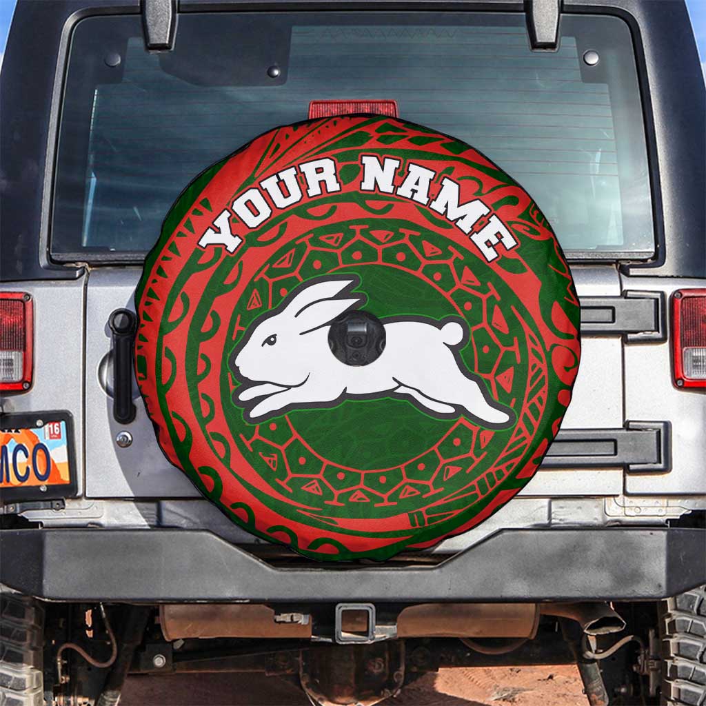 Personalized South Sydney Rabbitohs Spare Tire Cover Polynesian Tribal Chest and Sleeve Tattoo