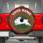 Personalized South Sydney Rabbitohs Spare Tire Cover Polynesian Tribal Chest and Sleeve Tattoo
