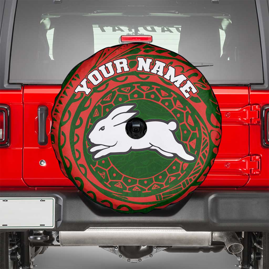 Personalized South Sydney Rabbitohs Spare Tire Cover Polynesian Tribal Chest and Sleeve Tattoo