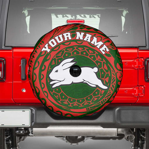 Personalized South Sydney Rabbitohs Spare Tire Cover Polynesian Tribal Chest and Sleeve Tattoo