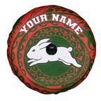 Personalized South Sydney Rabbitohs Spare Tire Cover Polynesian Tribal Chest and Sleeve Tattoo