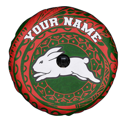 Personalized South Sydney Rabbitohs Spare Tire Cover Polynesian Tribal Chest and Sleeve Tattoo