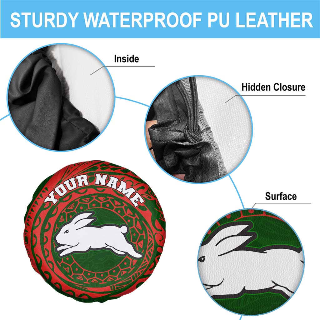 Personalized South Sydney Rabbitohs Spare Tire Cover Polynesian Tribal Chest and Sleeve Tattoo