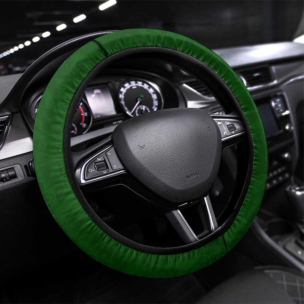 South Sydney Rabbitohs Steering Wheel Cover Polynesian Tribal Chest and Sleeve Tattoo