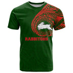 Personalized South Sydney Rabbitohs T Shirt Polynesian Tribal Chest and Sleeve Tattoo