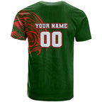 Personalized South Sydney Rabbitohs T Shirt Polynesian Tribal Chest and Sleeve Tattoo