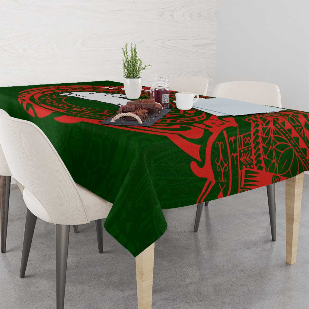 Personalized South Sydney Rabbitohs Tablecloth Polynesian Tribal Chest and Sleeve Tattoo