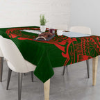 Personalized South Sydney Rabbitohs Tablecloth Polynesian Tribal Chest and Sleeve Tattoo