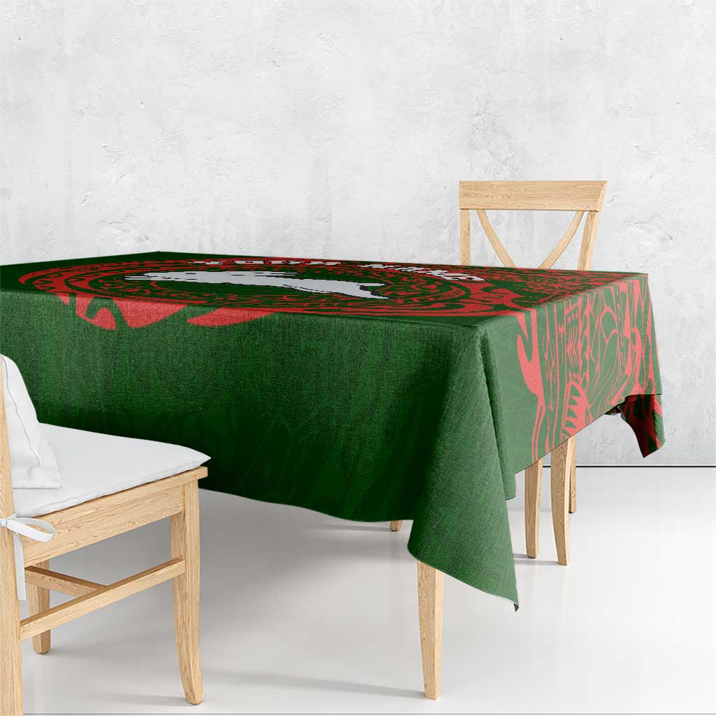 Personalized South Sydney Rabbitohs Tablecloth Polynesian Tribal Chest and Sleeve Tattoo