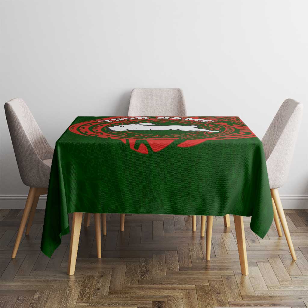 Personalized South Sydney Rabbitohs Tablecloth Polynesian Tribal Chest and Sleeve Tattoo