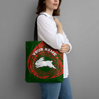 Personalized South Sydney Rabbitohs Tote Bag Polynesian Tribal Chest and Sleeve Tattoo