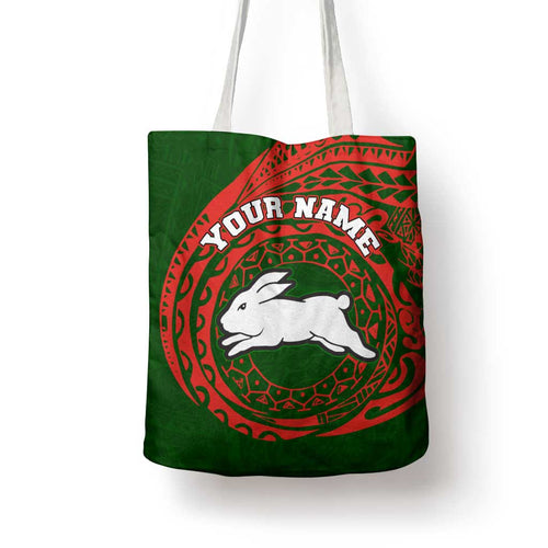 Personalized South Sydney Rabbitohs Tote Bag Polynesian Tribal Chest and Sleeve Tattoo